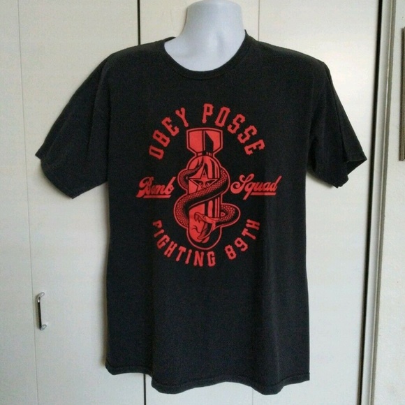 OBEY POSSE BOMB SQUAD Black Graphic Star Shirt - Picture 1 of 6